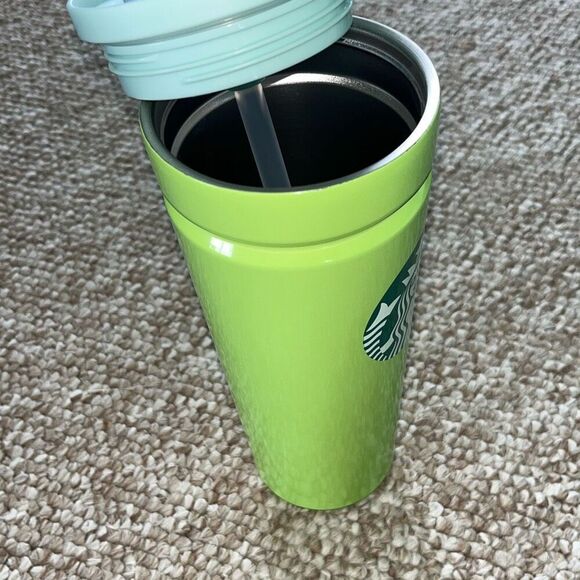 NWOT Starbucks 2025 Lime Green With Blue Twist-To-Seal Leakproof Straw Lid Cold - Picture 11 of 12